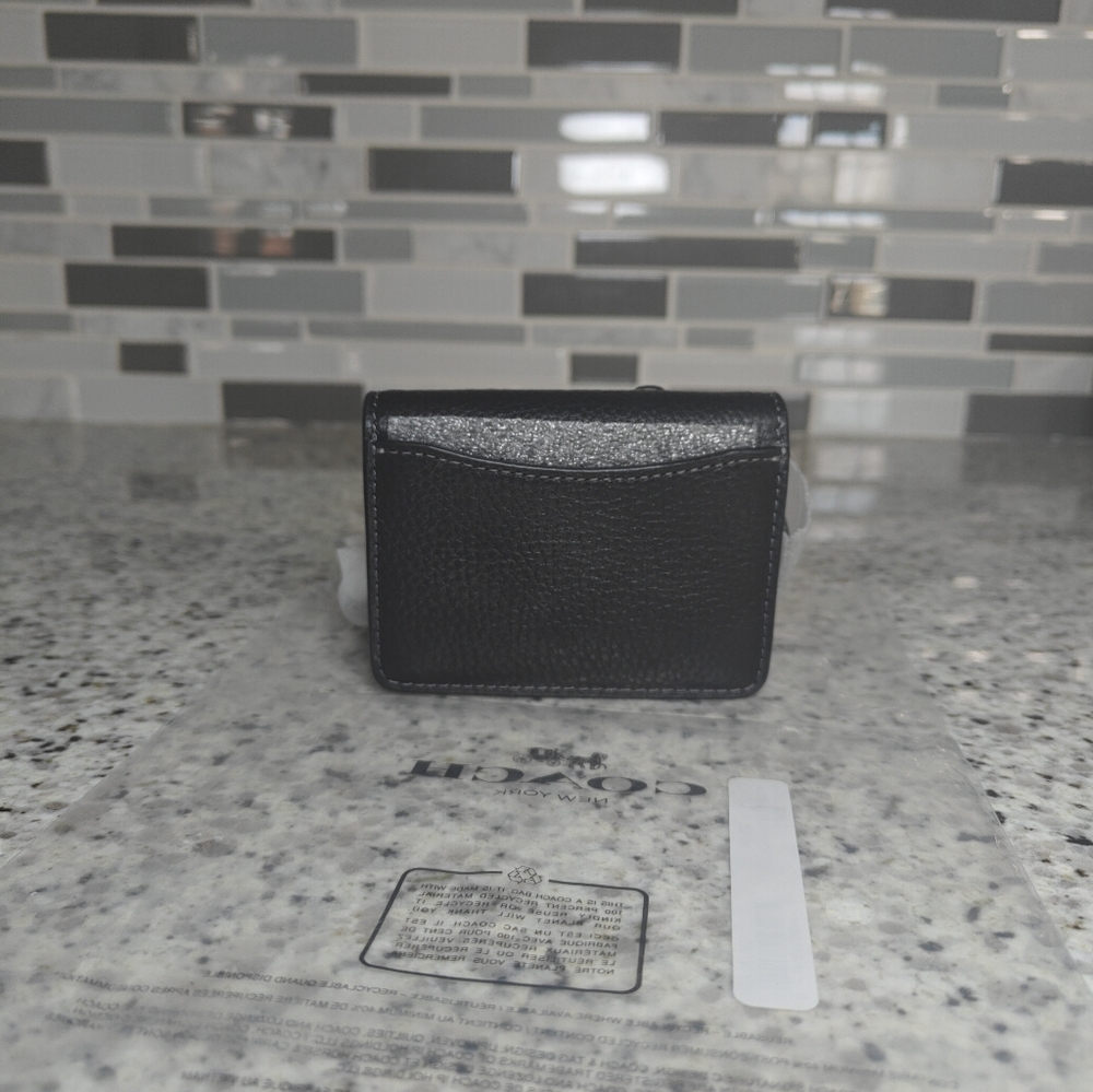 Coach Mini Wallet On A Chain With Floral Applique (Gun Metal Black) - Picture 5 of 9